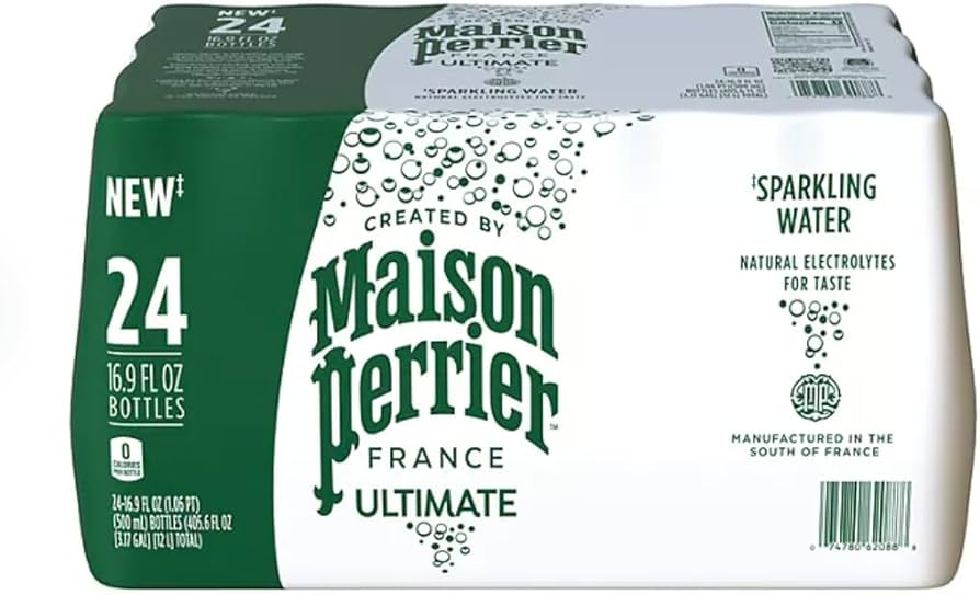 Maison Perrier Ultimate Sparkling Water, Plastic Water Bottles, 24 pk./16.9 fl. oz. Beverages, Candy, and Food
