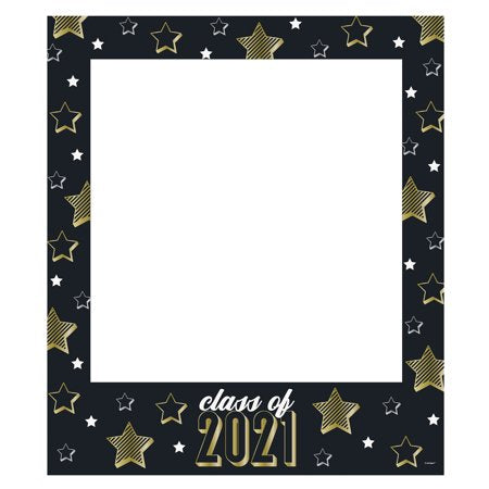 Party Supplies Black & Gold 2021 Graduation Frame Photo Booth Prop, 1ct