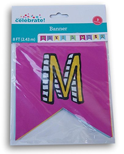 Party Supplies Make a Wish Party Decor Flag Pennant Banner - 8 Feet