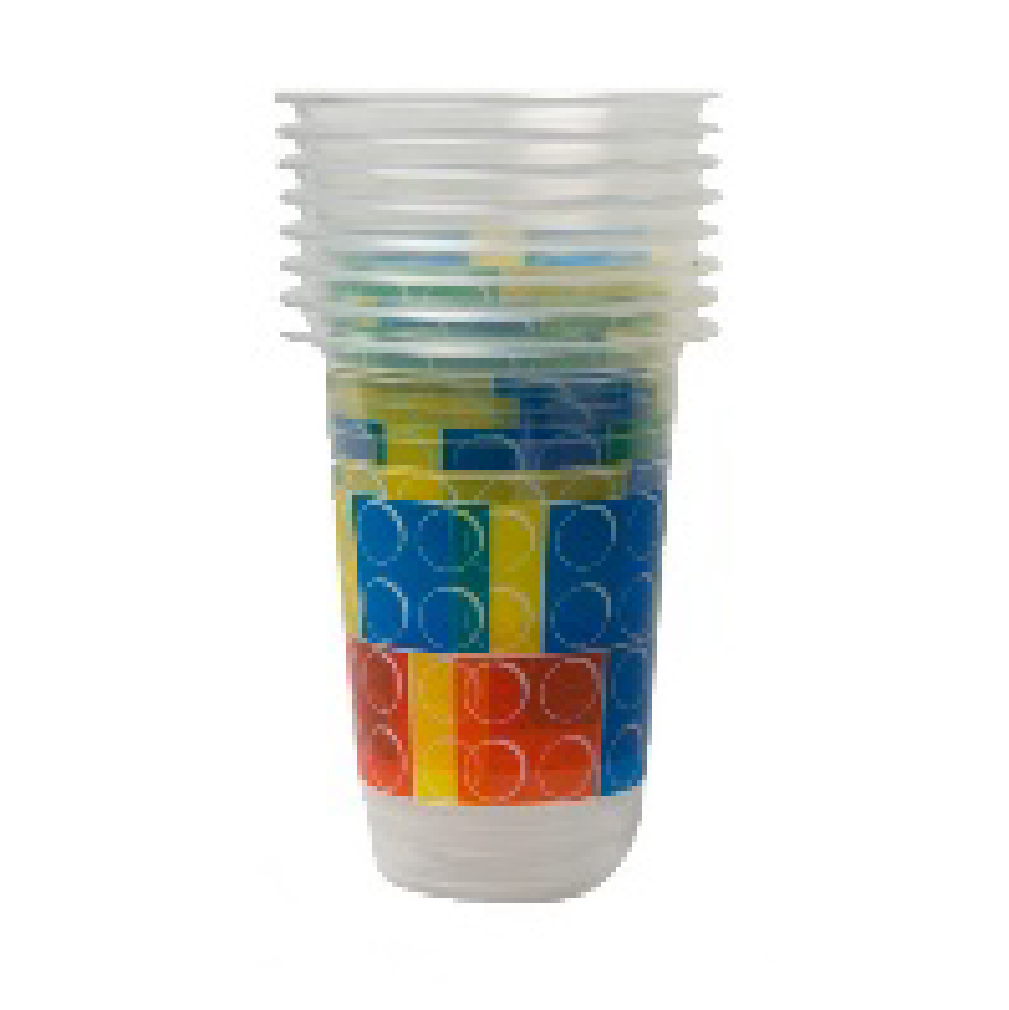 PARTY SUPPLIES 8 BRIGHT BUILDING BLOCKS 16OZ PLS PARTY CUP