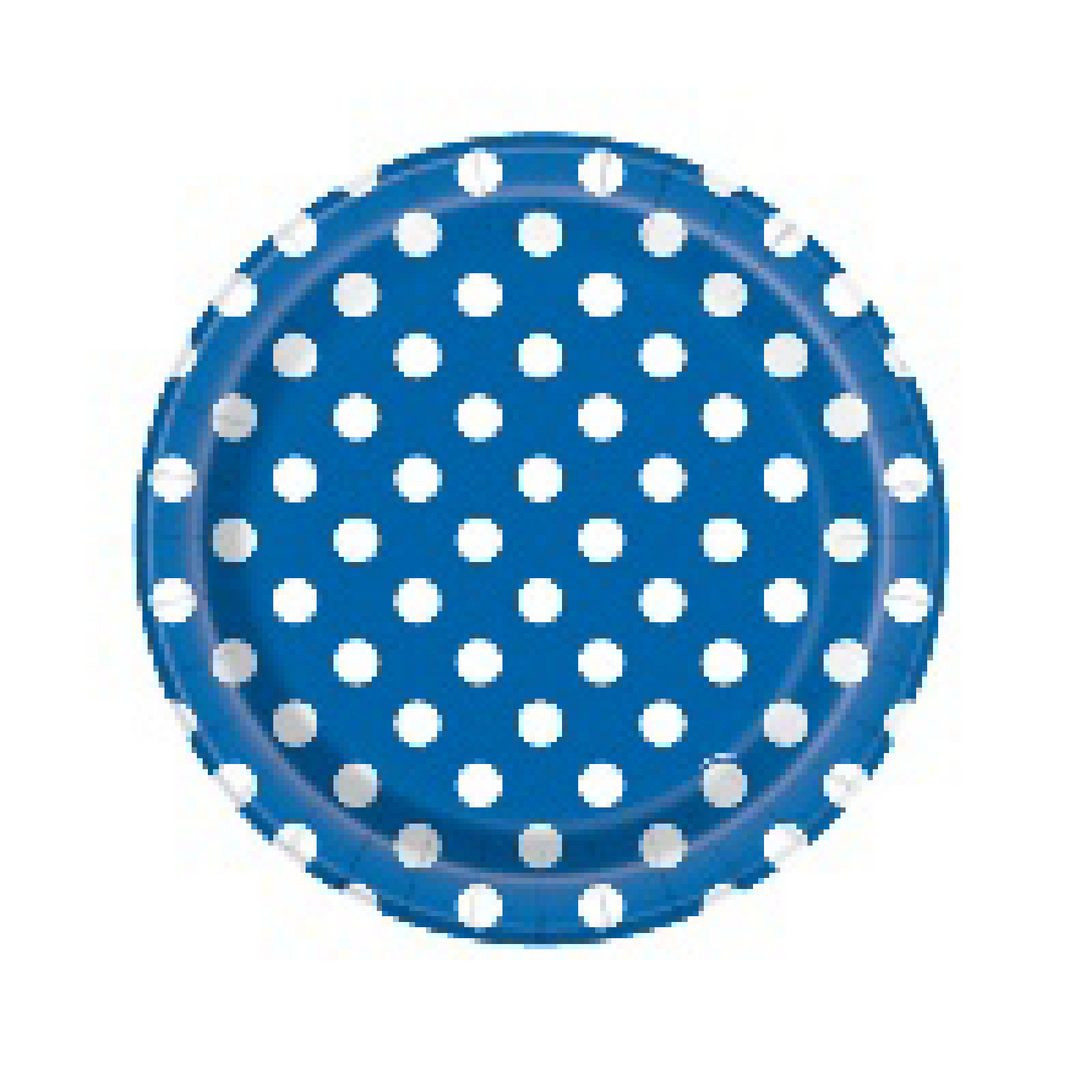 PARTY SUPPLIES 8 ROYAL BLUE MINI DOTS 7" PLATE