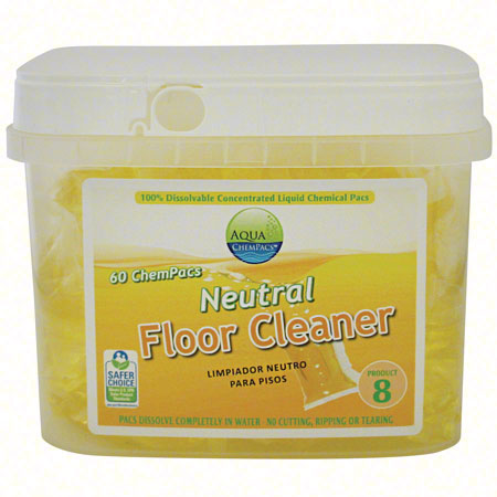 JANITORIAL SUPPLIES CHEMICALS Aqua ChemPacs™ #8 Neutral Floor Cleaner - 60 ct. Tub AQUA-F199