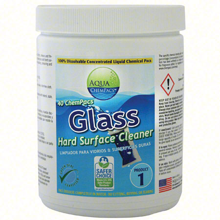 JANITORIAL SUPPLIES CHEMICALS Aqua ChemPacs™ #1 Glass & Hard Surface Cleaner - 40/Jar AQUA-Q289
