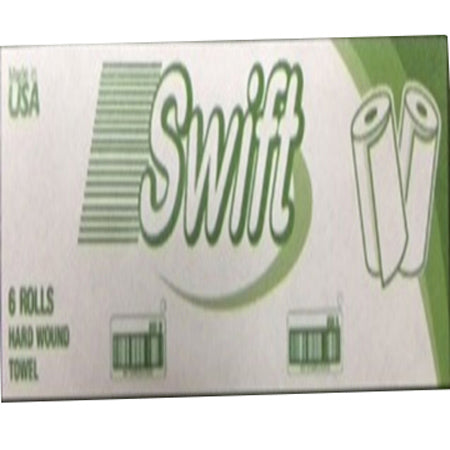 Janitorial Supplies Paper Swift Hardwound White 1 Ply Roll Towels - 8" SWT-800W