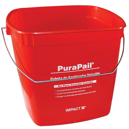 Janitorial Supplies CLEANING Impact® 6 Qt. Red "Sanitizing" Square Utility Pail IMP-5506-6S