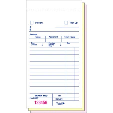 Food Service NCCO No Carbon Delivery Form - 3 Part, White, 14 Lines NCC-11A