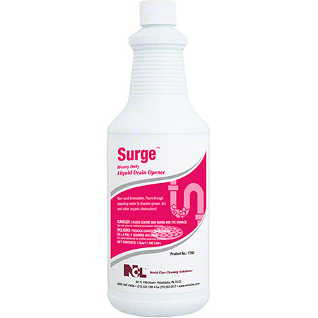 JANITORIAL SUPPLIES CHEMICALS NCL® Surge Heavy Duty Liquid Drain Cleaner - Qt. NCL-1760-45