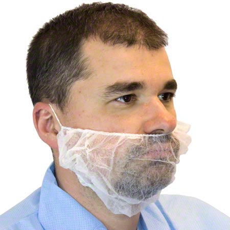 Food Service Safety Zone PolyPro Beard Cover - White SZ-DBRD-1000