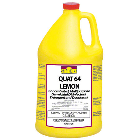 JANITORIAL SUPPLIES CHEMICALS Simoniz® Quat 64 Lemon Germicidal Disinfectant Det. - Gal. SMZ-Q3018004