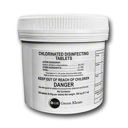 JANITORIAL SUPPLIES CHEMICALS Green Klean® Chlorinated Disinfecting Tablet 6.55 Gram GK-CDT655