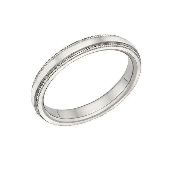 Comfort Fit Wedding Band - Stylish Border