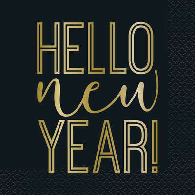 PARTY SUPPLIES 16 HELLO NEW YEAR BEVERAGE NAPKIN