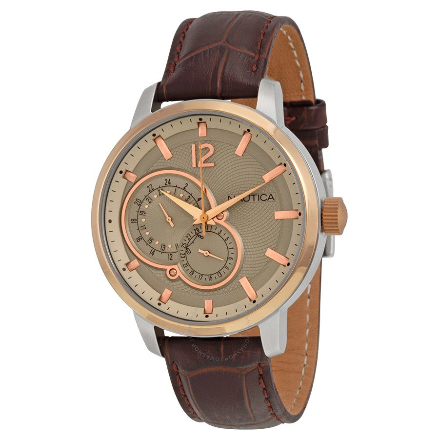 NAUTICA Multifunction Tan Dial Leather Men's Watch N16649G
