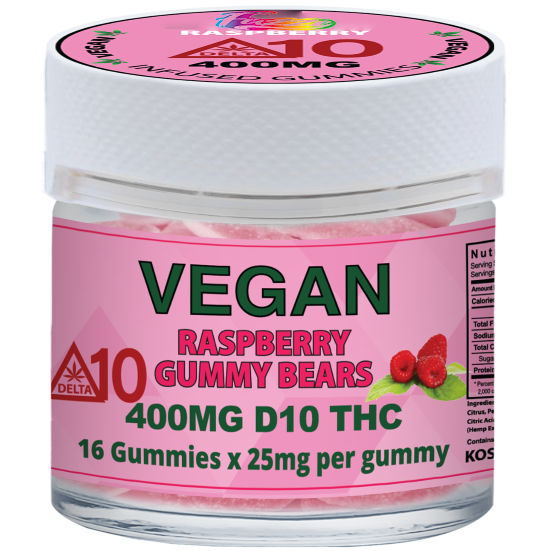 VEGAN GUMMIES - EDIBLES Delta 10 | Vegan Raspberry 400mg