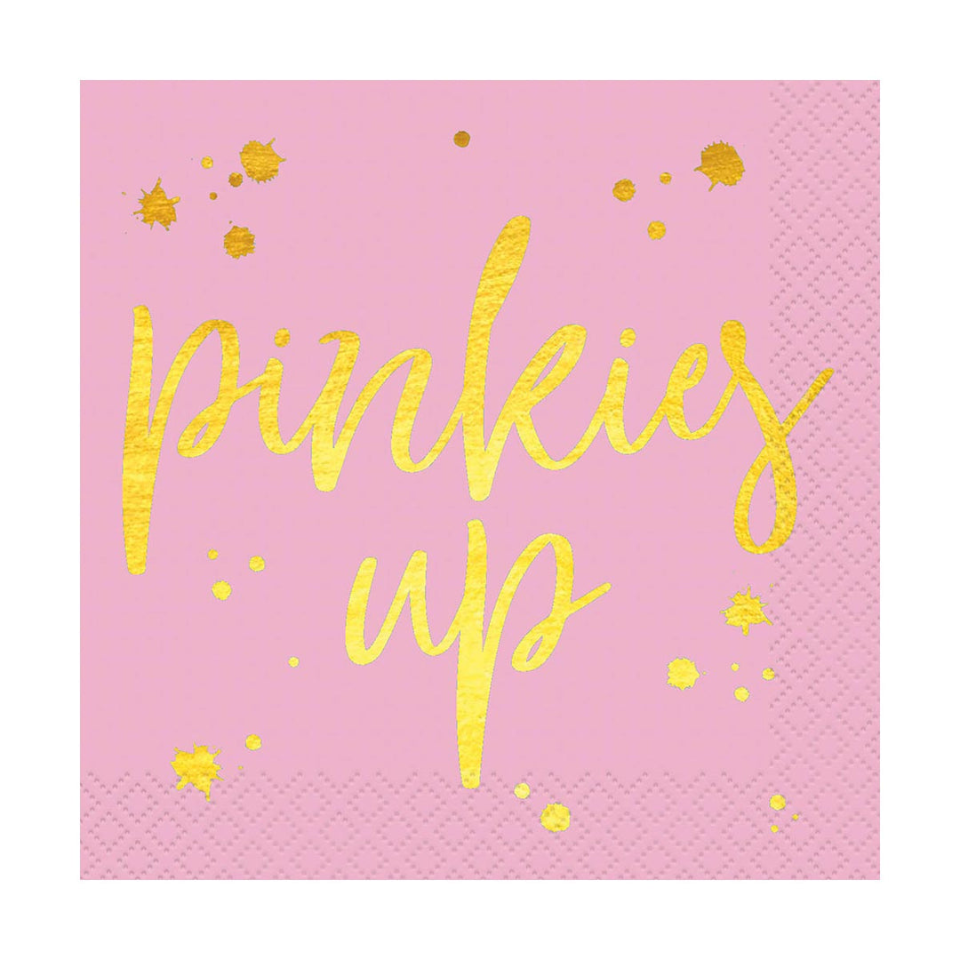 Party Supplies 16 GOLD PINKIES UP BEVERAGE NAPKIN