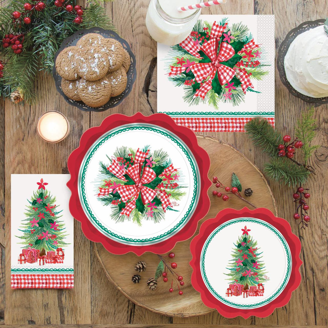 Party Supplies Pioneer Woman Holly & Bows Christmas Paper Dessert Plates, 8in, 12ct
