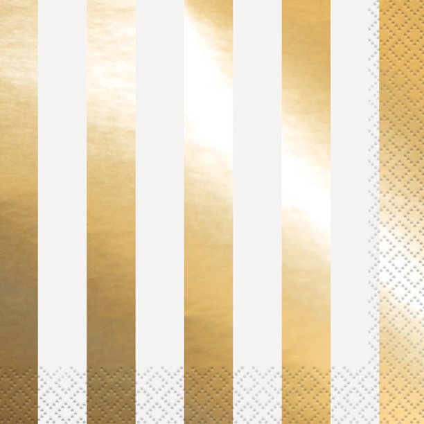 PARTY SUPPLIES 28 GOLD STRIPE LUNCH NAPKIN