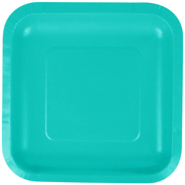Party Supplies Creative Converting 7" Square Teal Lagoon Paper Plate - 18/Pack