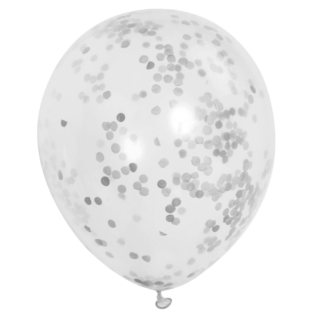 Party Supplies Latex Silver Confetti Balloons, 12in, 6ct