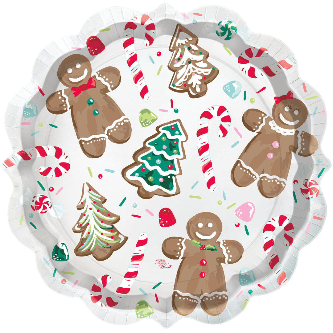 Party Supplies Xmas The Pioneer Woman Christmas Gingerbread Men 12-Count Paper Dessert Plates, 8"