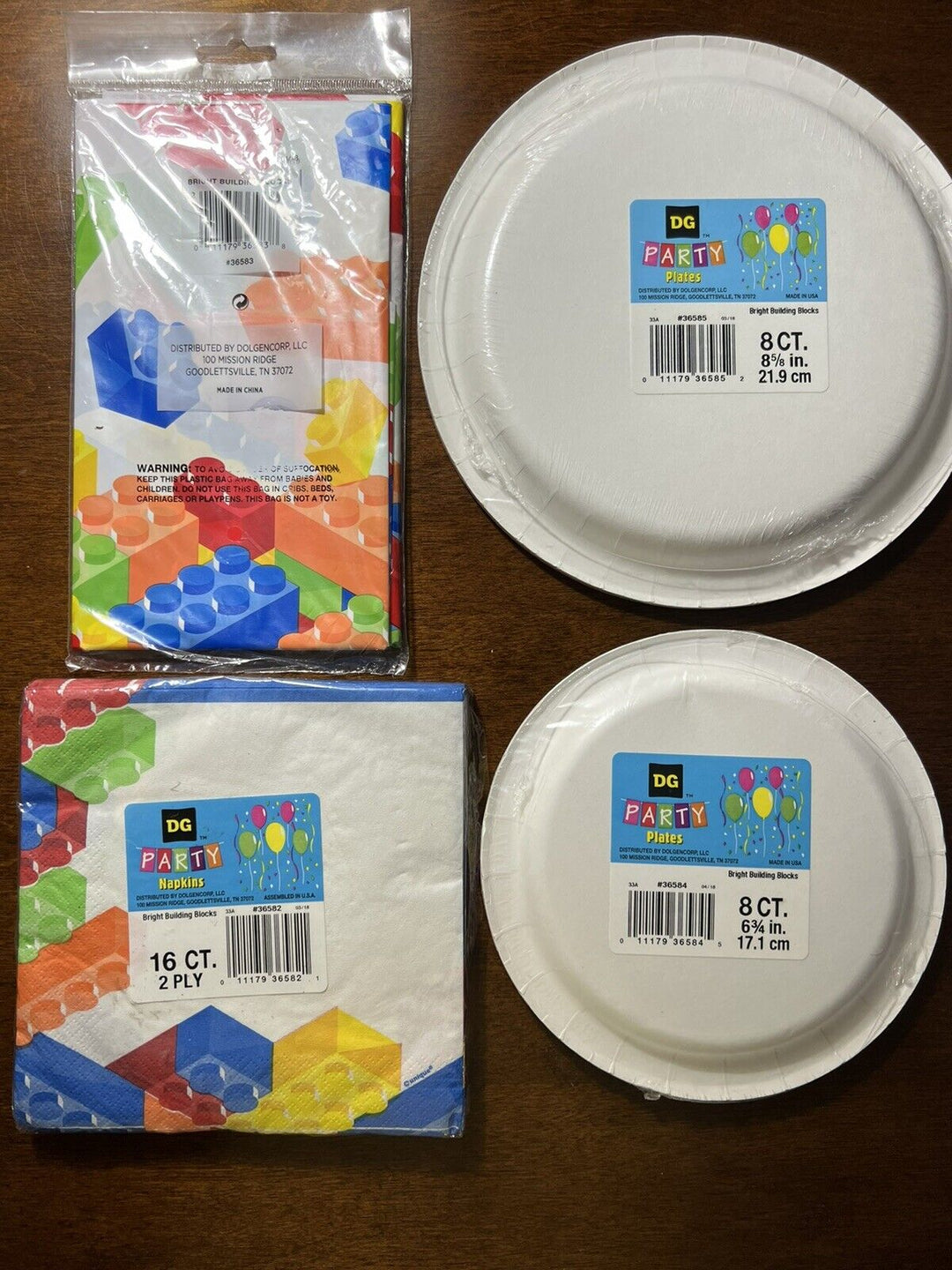 PARTY SUPPLIES 8 BRGHT BUILDING BLOCK 9" PLATE