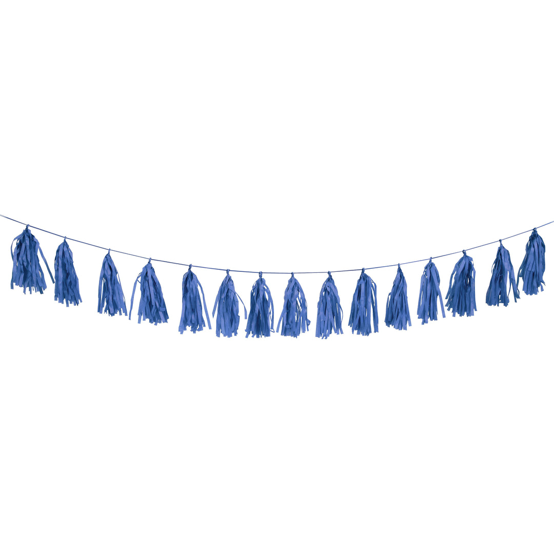 Party Supplies Electric Blue Foil Tassel Garland, 9ft, 1ct