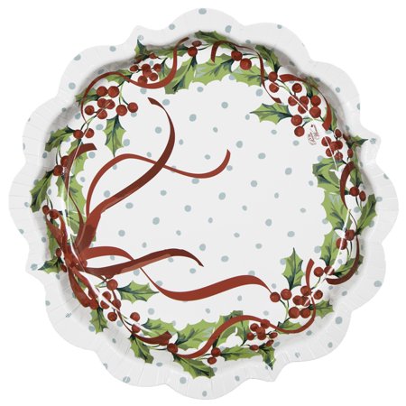 Party Supplies Pioneer Woman Mistletoe Christmas Paper Plates, 11.5 in, 8ct