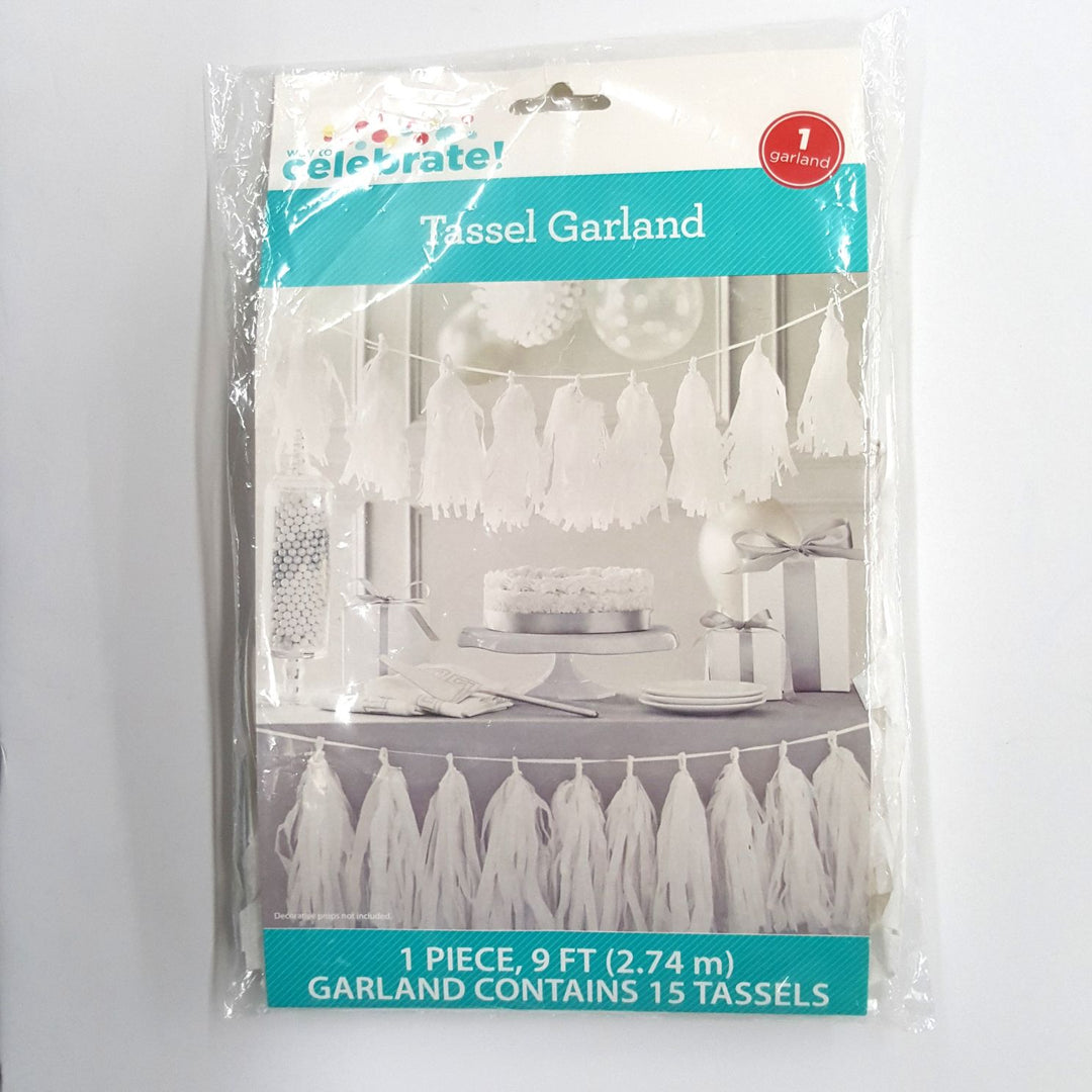 Party Supplies White Foil Tassel Garland, 9ft, 1ct