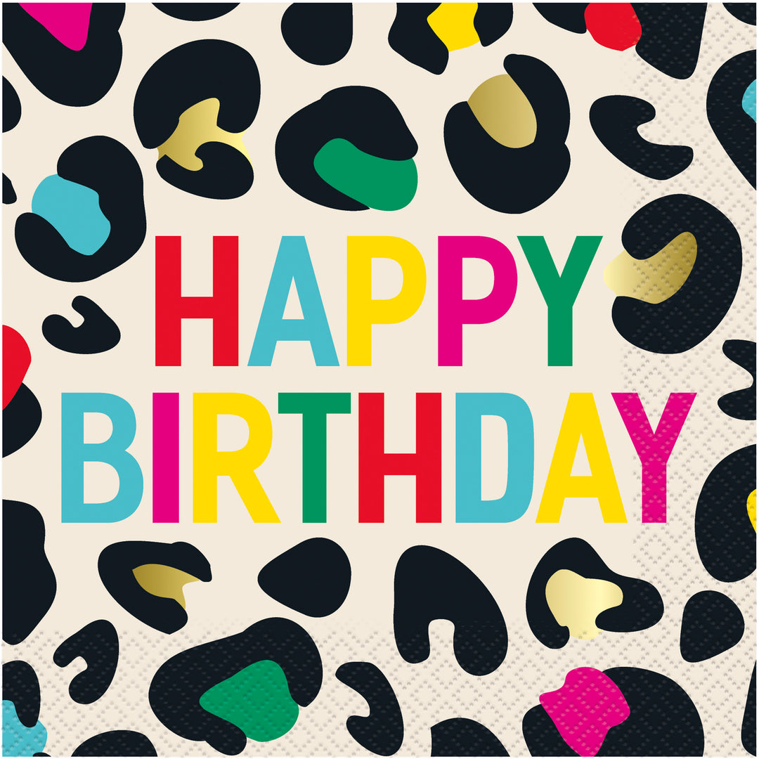 Party Supplies Leopard Birthday Paper Luncheon Napkins, 6.5in, 16ct