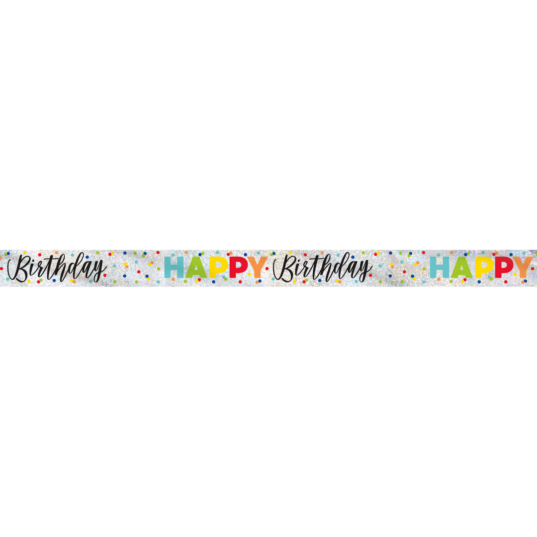 Party Supplies Foil Rainbow Birthday Banner, 12ft