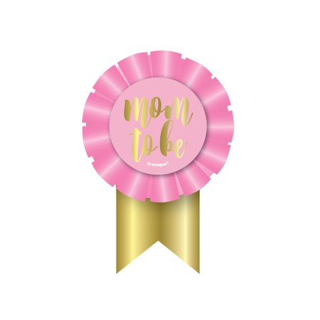 Party Supplies Mom to Be Baby Shower Award Pink Ribbon, 4.25 X 3in