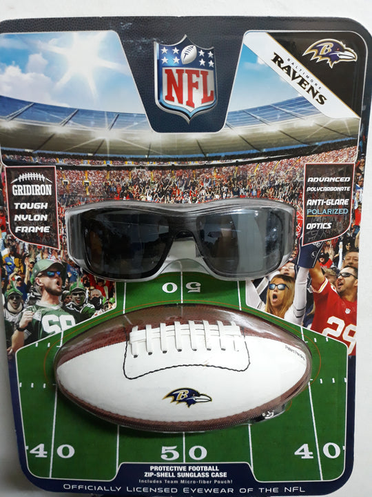NFL Baltimore Ravens Men and Boy's Polarized Sunglasses w/ Protective Football Case