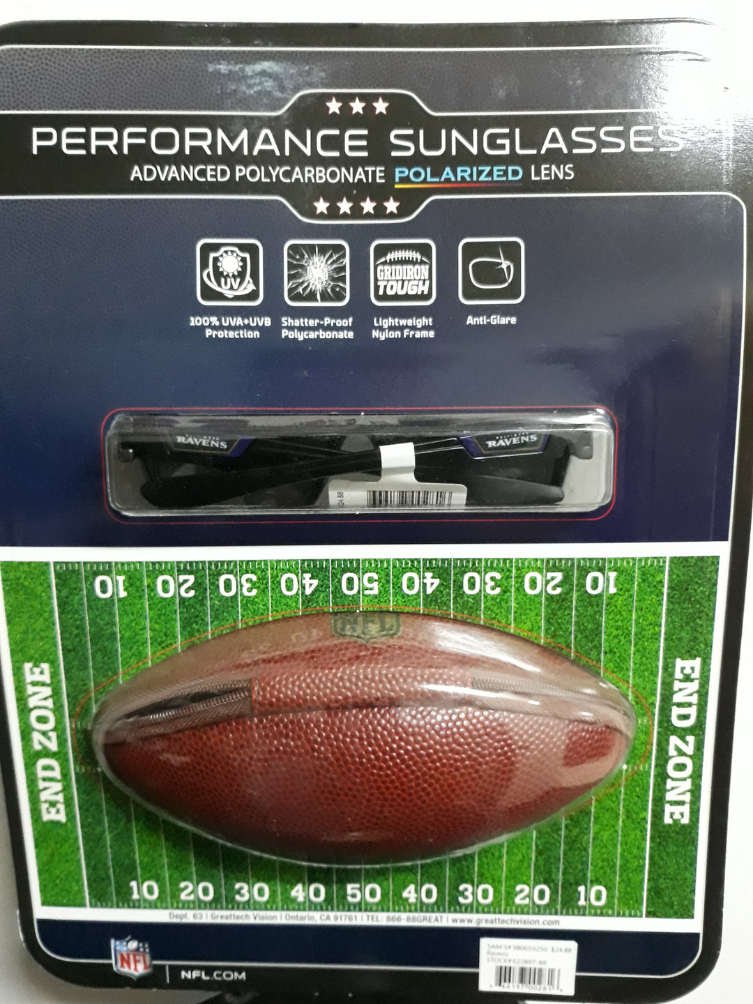 NFL Baltimore Ravens Men and Boy's Polarized Sunglasses w/ Protective Football Case