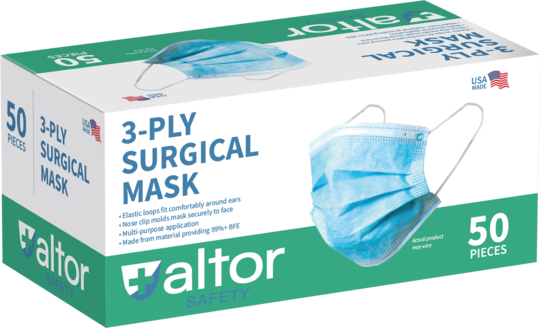 ALTOR USA MADE 3-PLY FACE DISPOSABLE MASK - ASTM LEVEL 2 PPE