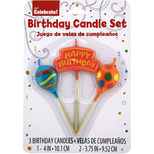 Party Supplies 3 Happy Birthday Stick Candles