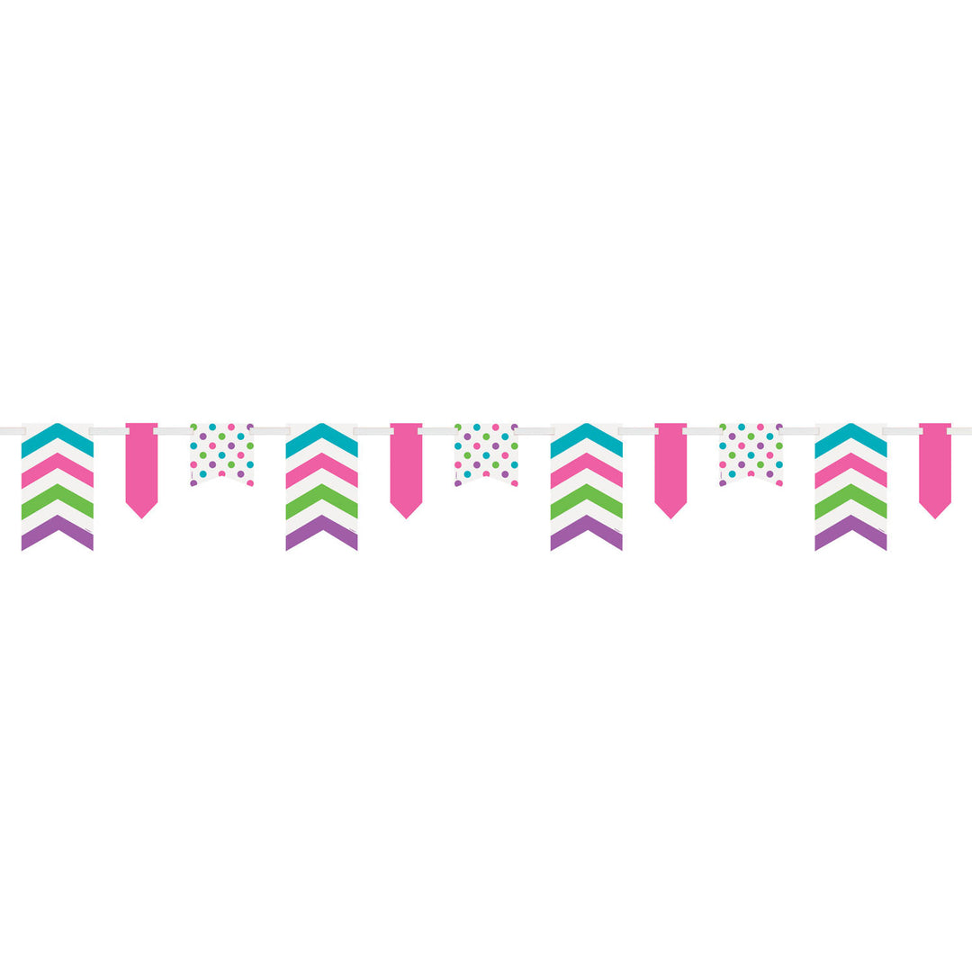 Party Supplies Bright Dots 12' Chevron Paper Pennant Banner
