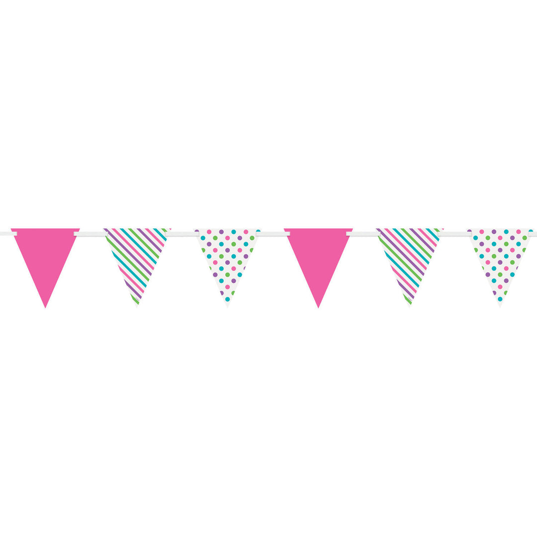 Party Supplies Bright Stripes and Polka Dots 12' Flag Banner