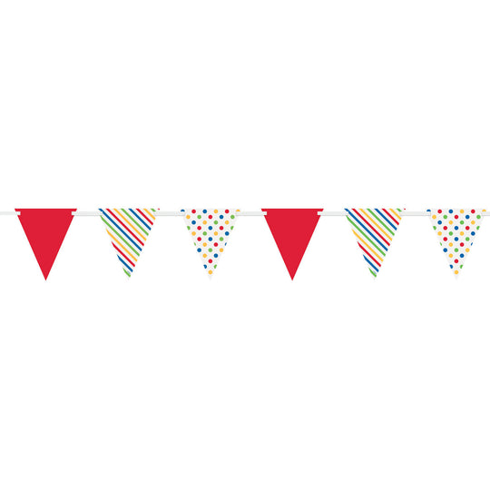 Party Supplies Paper Bold Stripes and Polka Dots 12' Flag Banner