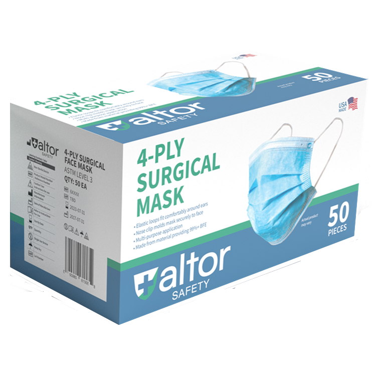 ALTOR USA MADE 3-PLY FACE DISPOSABLE MASK - ASTM 3 -Level 3 PPE