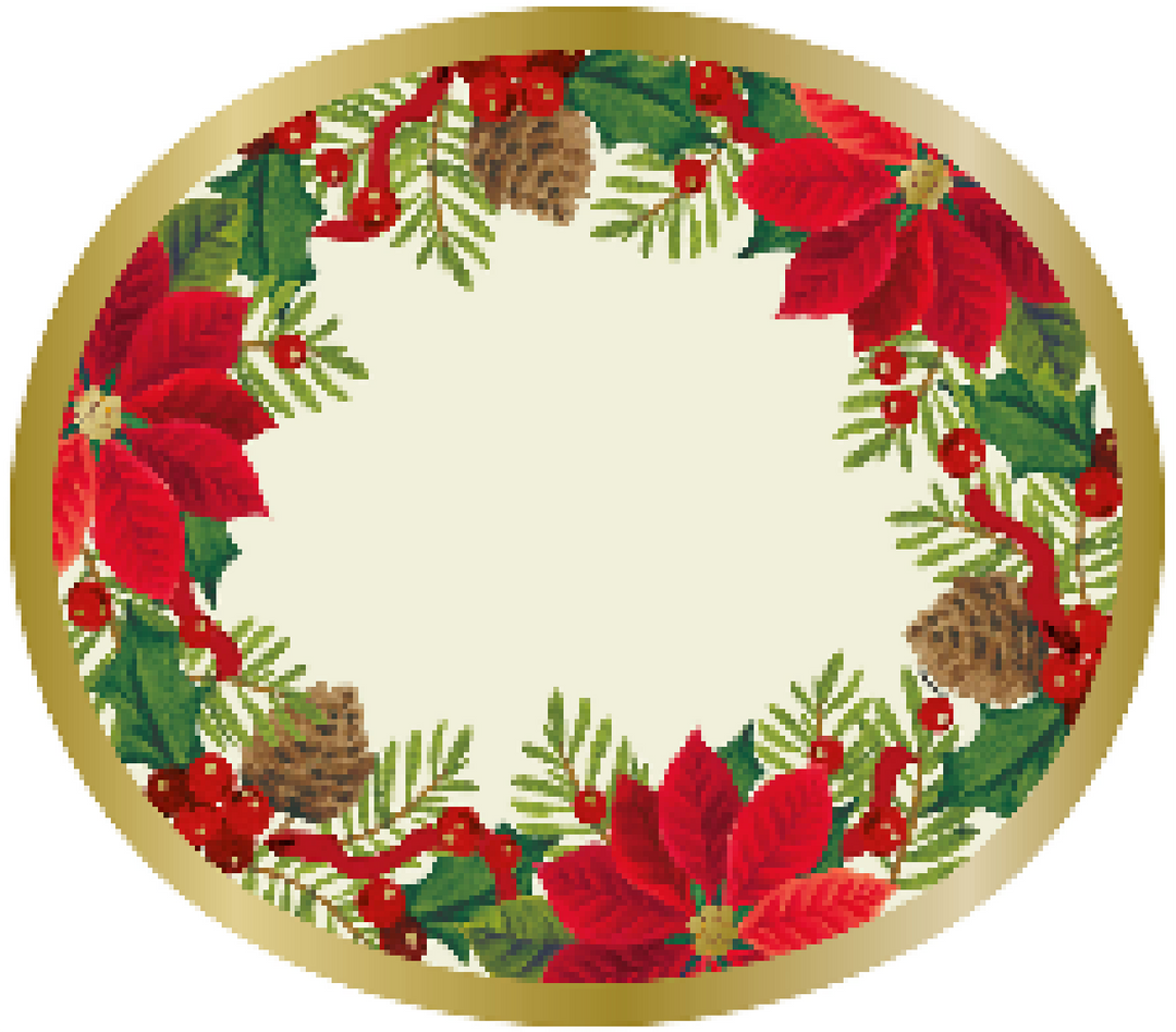 PARTY SUPPLIES Xmas 8 PLAID PINE POINSETTIA OVAL PLATE