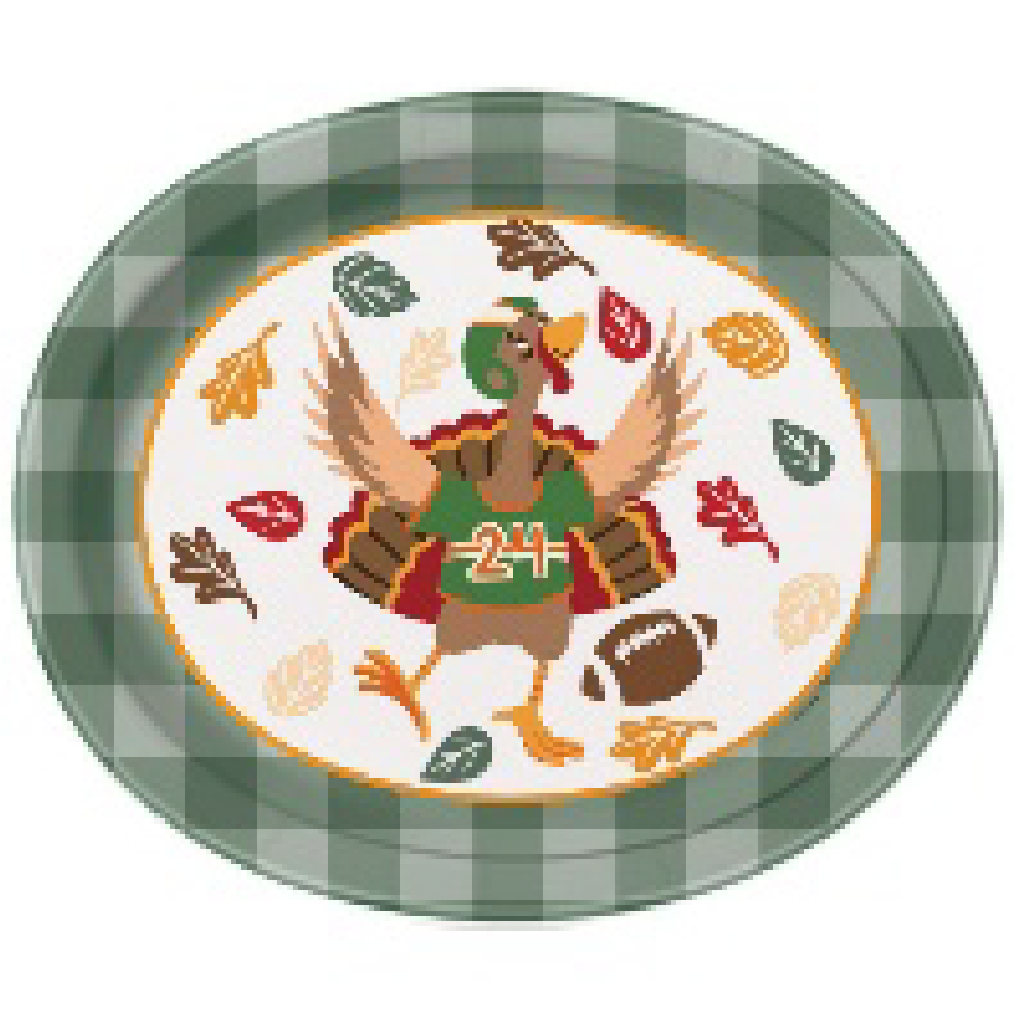 PARTY SUPPLIES Thanksgiving 8 FOOTBALL TURKEY DAY OVAL PLATE