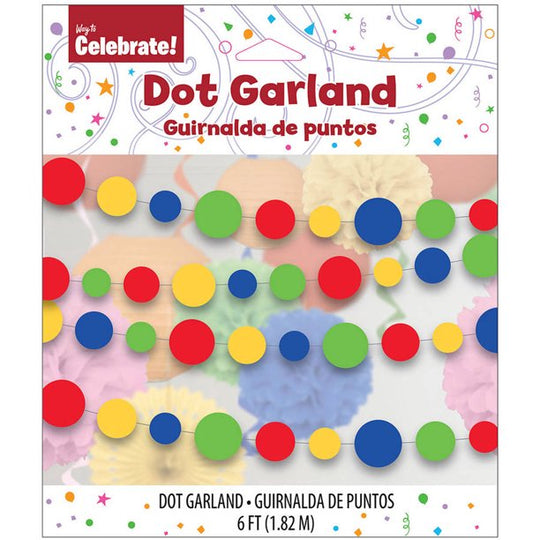 Party Supplies Bold Dots Paper Garland, 6ft