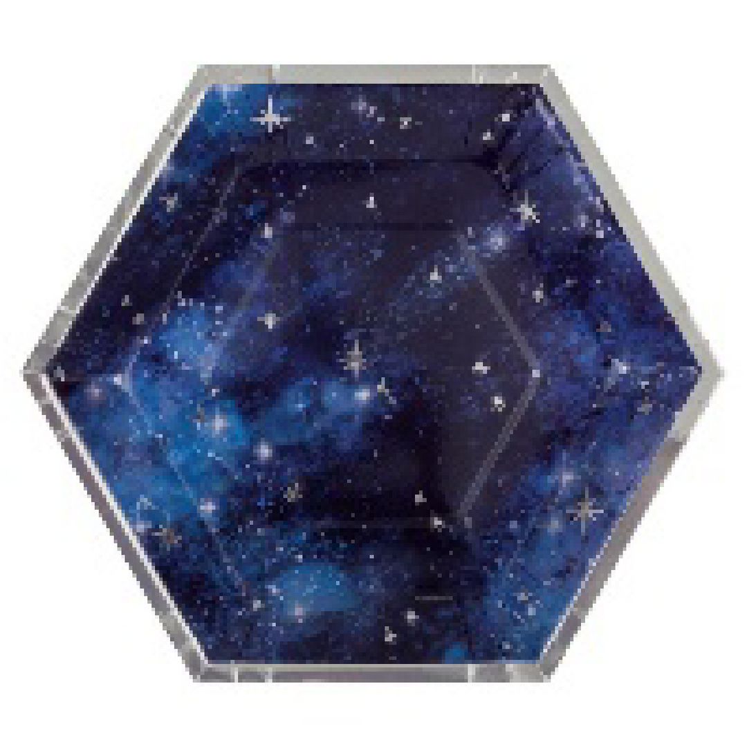 PARTY SUPPLIES 12 GALAXY 9.25" HEXAGON SHAPED PLATE-FOIL