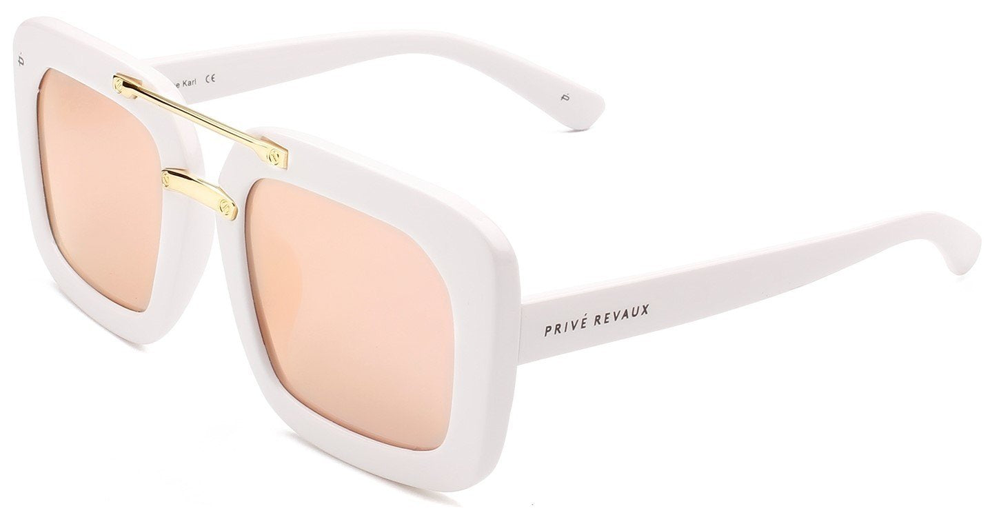 Prive Revaux Unisex Sunglasses The Karl WHITE AND PINK MIRROR