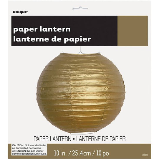 Party Supplies Round Paper Lantern, 10 in golden, 1ct