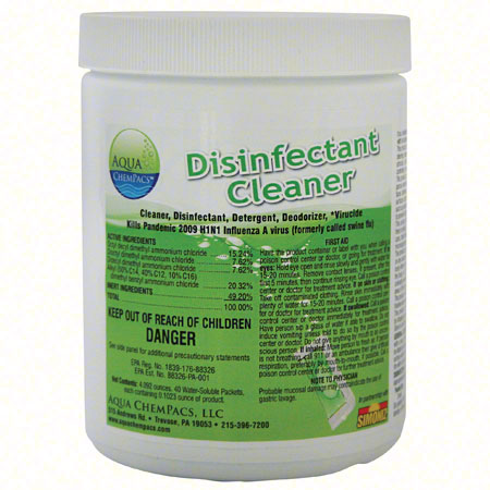 JANITORIAL SUPPLIES CHEMICALS Aqua ChemPacs™ #18 Disinfectant Cleaner - 40 ct. Jar AQUA-Q157