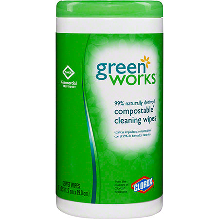 JANITORIAL SUPPLIES CHEMICALS Clorox® Commercial Solutions® Green Works® Compostable Cleaning Wipe - 62 ct. CLO-30380CT