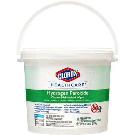JANITORIAL SUPPLIES CHEMICALS Clorox Healthcare® Hydrogen Peroxide Cleaner Disinfectant Wipe - 185 ct. Bucket CLO-30826