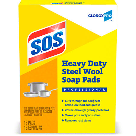 Janitorial Supplies CLEANING CloroxPro™ S.O.S.® Steel Wool Soap Pad - 15 Ct. Box CLOROX-88320CT