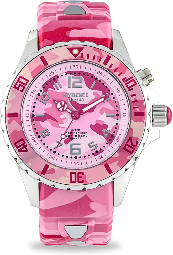 KYBOE WATCH CS.40-005.15 40MM Quartz Stainless Steel and Silicone PINK CAMO